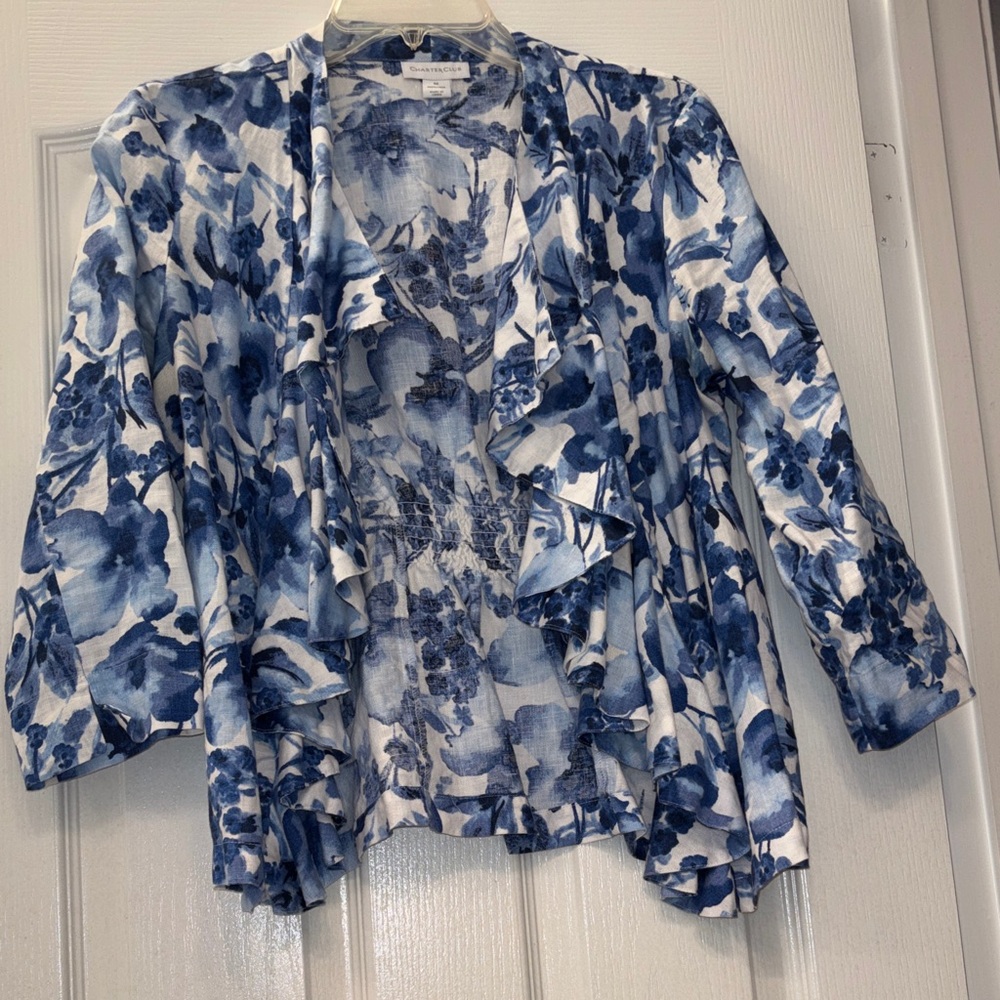Charter Club Blue Floral Jacket